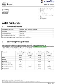 Сертификация Черутти в Германии - протокол испытаний
